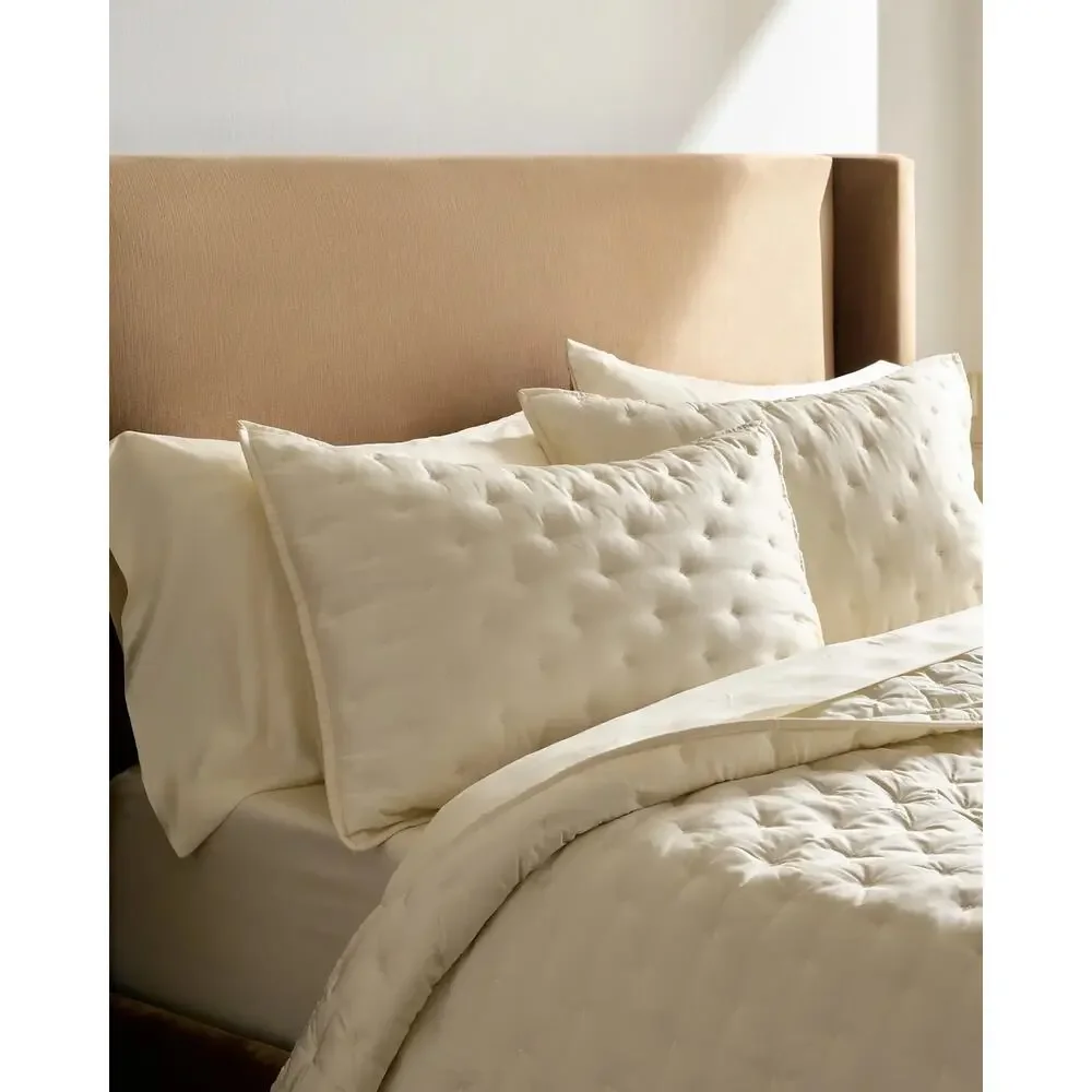 Quince Bamboo Dream Quilt Standard Shams Set of 2 Ivory NWOT